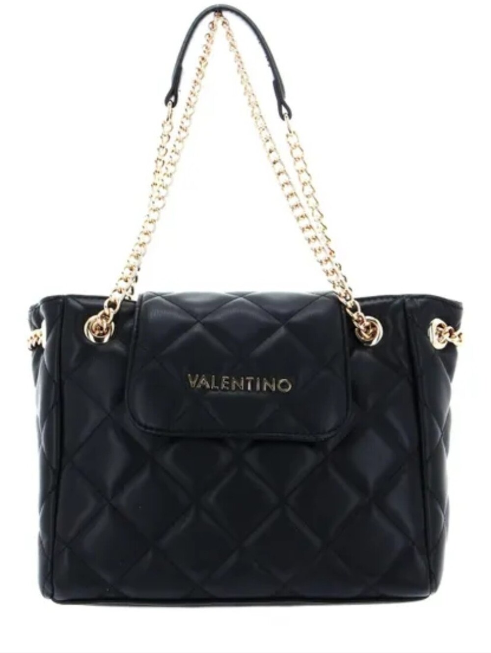 ✨️Valentino by Mario Valentino Ocarina Flap Chain Black Quilted Shopper Tote